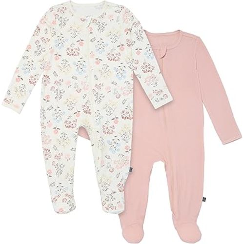 Modern Moments by Gerber Baby Girls' Viscose Sleep 'N Play With Mittens, Ivory Wildflower, 6-9 Months