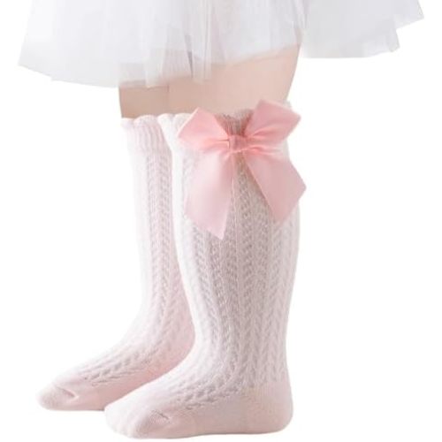 Baby Knee High Socks Newborn Ruffle Bow Sock Infant Toddler Long Socks Girls Uniform Stockings