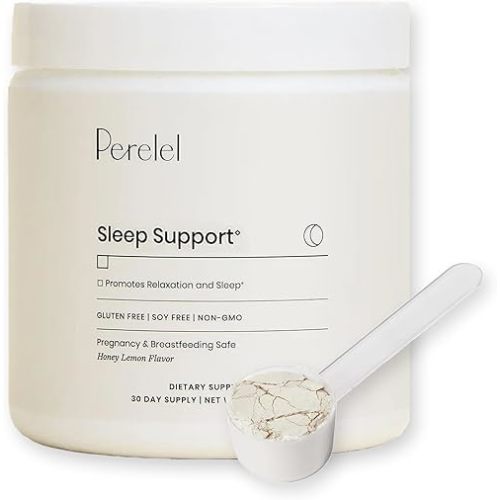 Perelel Sleep Support Magnesium Powder Blend with Lemon Balm, Relaxing Herbal Formula, Soy & Gluten Free, Non GMO, Honey Lemon Flavor, 2.43 Oz