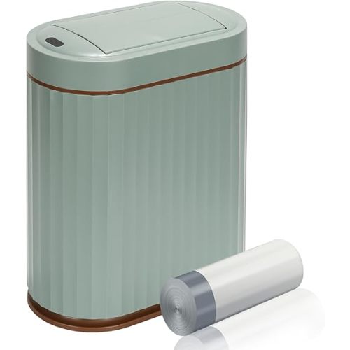 ELPHECO Bathroom Trash Can with Lid Butterfly, Motion Sensor Trash Can Bathroom Decor Automatic Garbage Can Wastebasket Bathroom Accessories, Kitchen, Living Room, Office, Sage Green