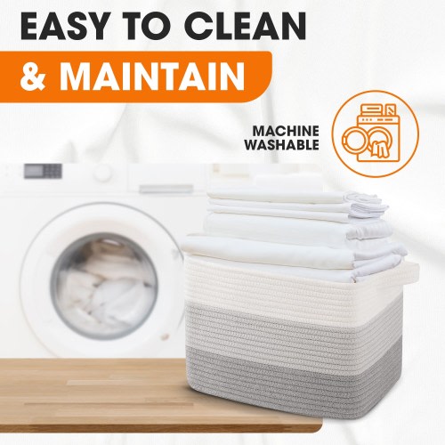 Cheer Collection 3 Piece Cotton Rope Storage Basket Set for Home Organization