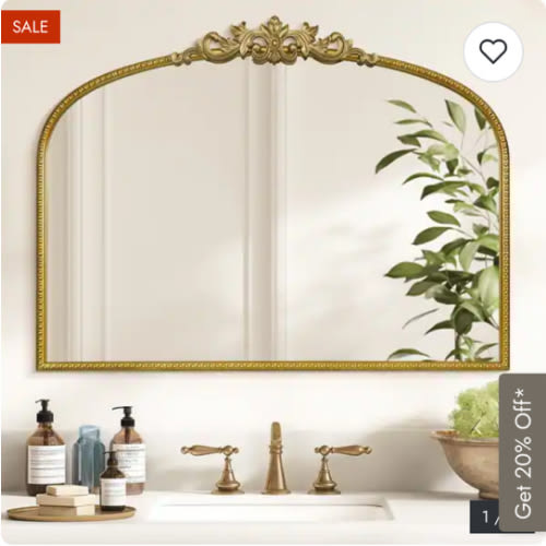 WallBeyond Crown Arch Mirror with Sturdy Iron Frame Elegant Decorative Wall Mirror