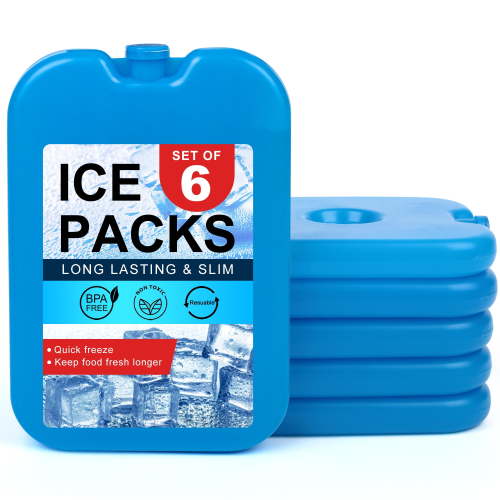 LotFancy 6 Ice Packs for Cooler and Lunch Box, Reusable Freezer Packs