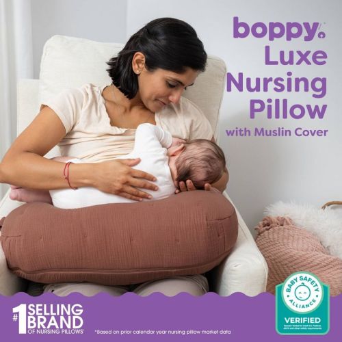 Boppy Nursing Pillow-Luxe Muslin - Chestnut Solid