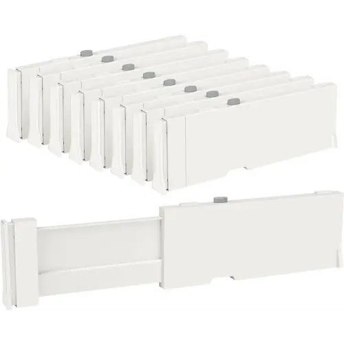 Vtopmart Drawer Dividers for Clothes 8 Pack, Adjustable 4" High Expandable from 11.6"-17" Dresser Drawer Organizer, Plastic Drawers Separators for Dresser, Baby Clothes, Kitchen and Office Storage