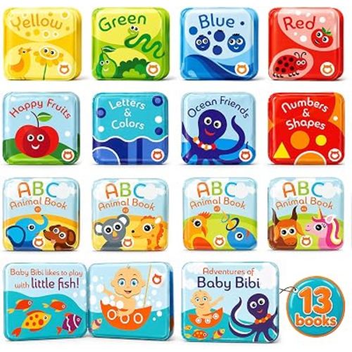 Baby Bath Books Mega Set (Pack of 13 Books) - Educational Waterproof Baby Bathtime Plastic Books for Bath Tub with Animals, Colors, Numbers and ABC Letters - Learning Toy Books for Babies and Toddlers