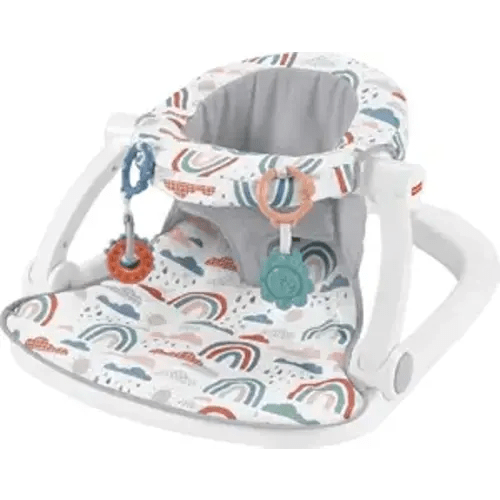 Fisher-Price Portable Baby Chair Sit-Me-Up Floor Seat with Developmental Toys & Machine Washable Seat Pad, Rainbow Showers