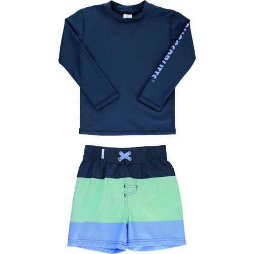 Baby Logo Two-Piece Rashguard Swimsuit, Size: 3-6M