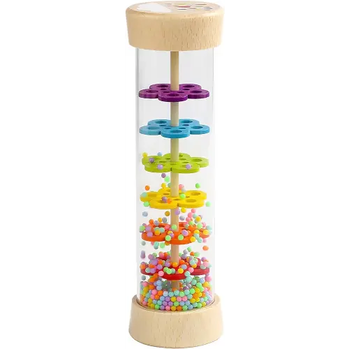WODI Wooden Rain Stick Montessori Toys for Babies 6-12 Months,Baby Rattle Shaker Sensory Developmental Toy,Raindrops Musical Instrument Baby Musical Toys for 1 Year Old Toddler Kids