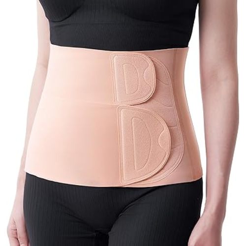 Momcozy Ergowrap C Section Belly Binder, 9-Inch Postpartum Belly Band with 3D Lifting & Ergonest Back Support, Abdominal Binder Post Surgery for Recovery