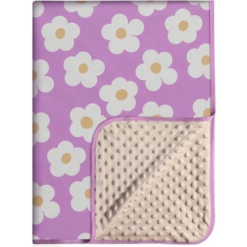 GUNTAIL Baby Blankets for Boys or Girls, Super Soft Nursery Crib Blanket, Newborn Blanket with Double Layer, Dotted Backing, Lightweight Baby Crib Blanket, 30 * 40 inche(Purple Daisies)