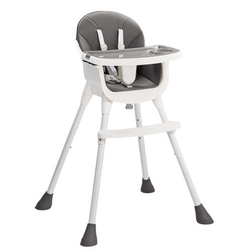 Ktaxon Baby High Chair, Convertible 3 in 1 High Chairs for Babies and Toddlers, Baby Highchair with 5-Point Safety Harness, Adjustable Height & Dining Tray, Gray