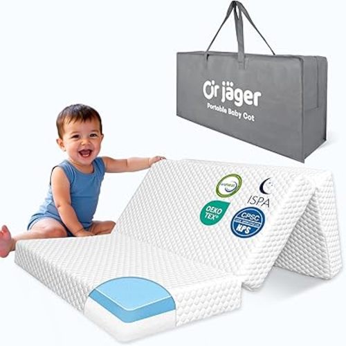 Pack and Play Mattress 38"x26" Memory Foam Dual-Sided Trifold Pack n Play Mattresses, Foldable Portable Baby Travel Mattress for Pack N Play with Washable Cover Carry Bag