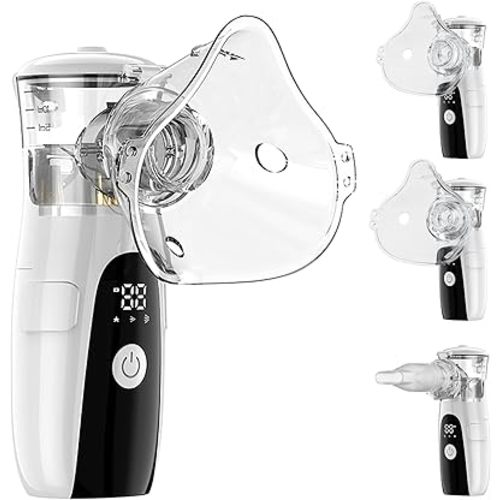 Portable Nebulizer, Smart Digital Mesh Nebulizer for Cats and Dogs, 2-Speed Settings, Self-Cleaning Function