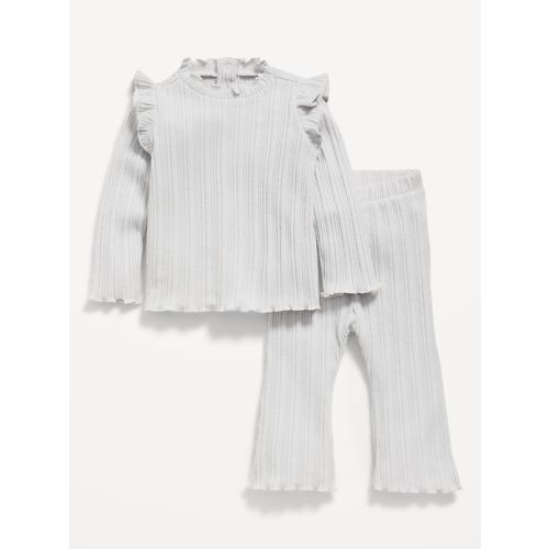 Cozy Long-Sleeve Ribbed Ruffle-Trim Top and Pants Set for Baby | Old Navy