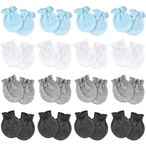 Newborn Baby Mittens No Scratch Cotton Elastic Wrist Gloves Infant Toddler Mittens for Baby Boy Girl 0-6 Months