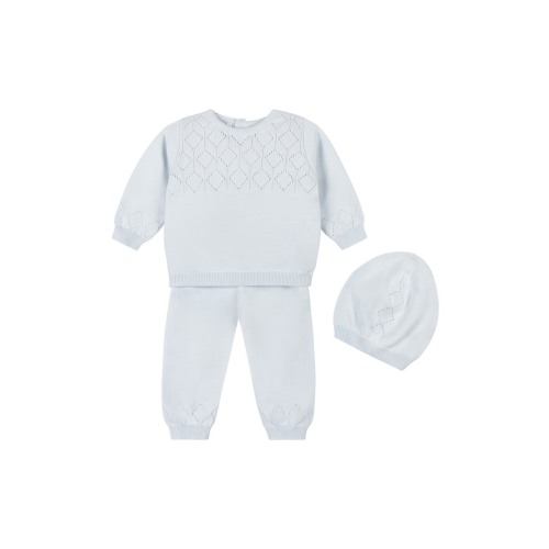 Lux Cotton Pointelle Top, Pants & Hat Set