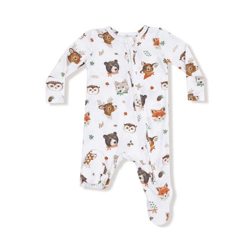 2 Way Zipper Footie - Woodland Animal Faces – Bumps N Bundles