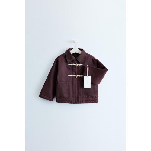 ZARA TIMELESS - WAX-EFFECT FROG FASTENING JACKET - Eggplant | ZARA United States