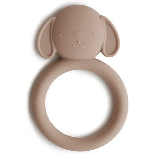 mushie Silicone Baby Teether Toy | Dog Brown