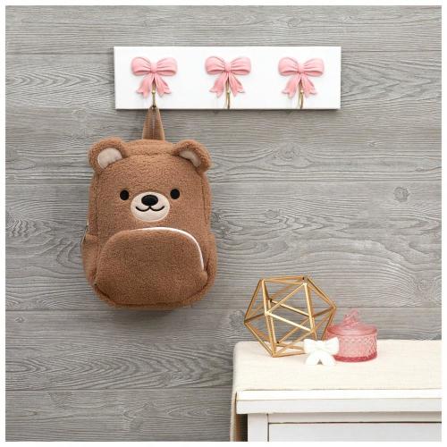 Pink Bow Wood Wall Decor With Hooks