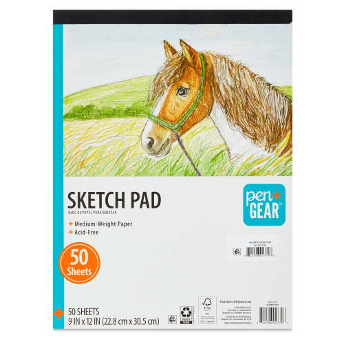 Pen+Gear Medium Weight Paper Sketch Pad, 9 in x 12 in, 50 Sheets