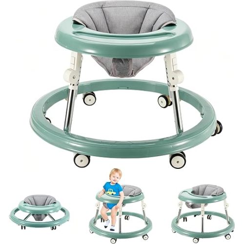 Folding Baby Walker,Height Adjustable Baby Walker for Babys 6-18 Months (Green)
