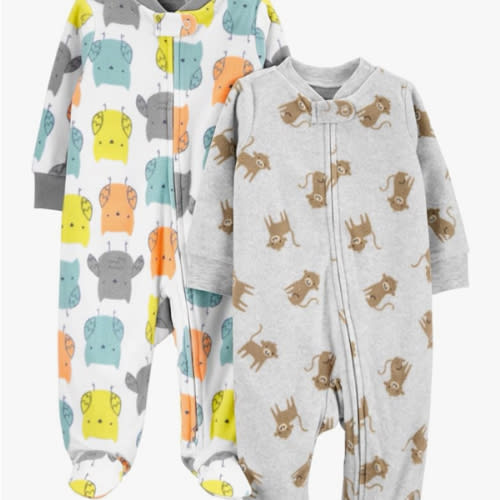 Simple Joys by Carter's unisex-baby 2-pack Neutral Fleece Footed Sleep and Play