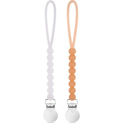 Ryan & Rose Cutie Clip 2 Pack - Pacifier Clip Holder Silicone (Judy-ClearRubber/Judy-Clear)