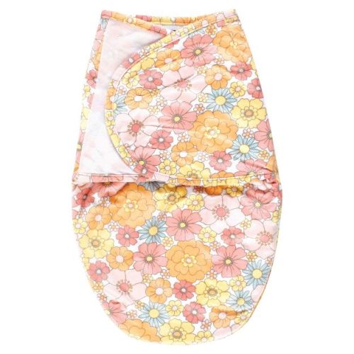 Hudson Baby Infant Girl Plush Faux Fur Swaddle Wrap, Peace Love Flowers, 0-3 Months