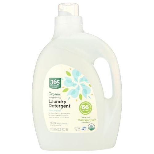 365 by Whole Foods Market, Organic Concentrated Laundry Detergent, Unscented, 66 HE Loads, 100 Fl Oz