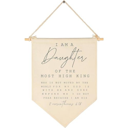 I Am The Daughter of The Most High King-Scripture Decor-Bible Verse Banner Pennant-Flag Decor Gift for Baby Girlss Newborn Kids-Banner Pennant Wall Sign Gifts for Nursery Baby Room Playroom Bedroom