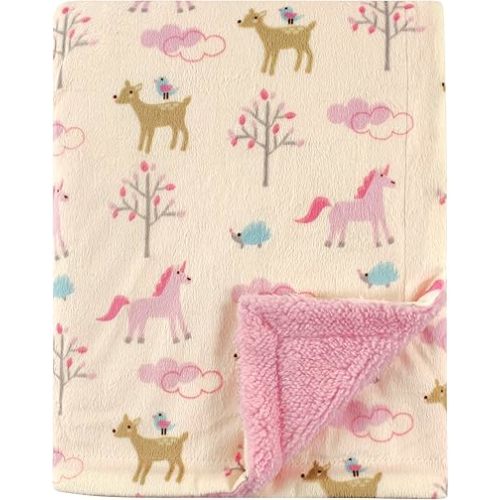 Luvable Friends Unisex Baby Plush Blanket with Sherpa Back, Magical Forest, One Size