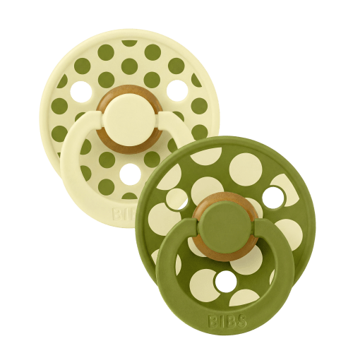 BIBS STUDIO Colour Pacifiers 2 Pack Polka - Luna/Wasabi – Bibsworld store US