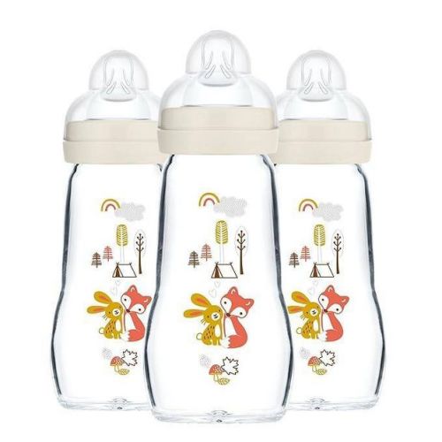 MAM Feel Good Glass Baby Bottle - Cream