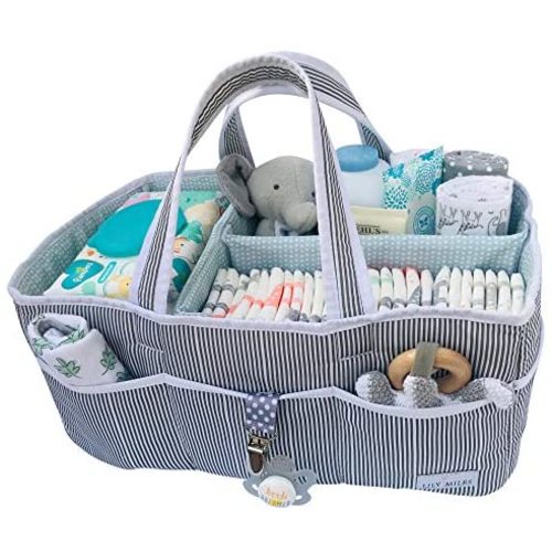 Lily Miles Baby Diaper Caddy - Large Organizer Tote Bag for Infant Boy or Girl - Baby Shower Basket - Nursery Must Haves - Registry Favorites - Collapsible Newborn Caddie Car Travel
