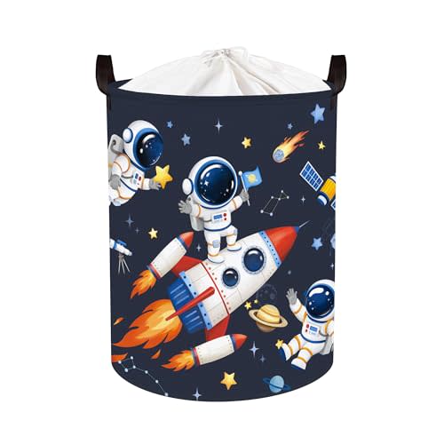 Clastyle Cosmic Space Planet Laundry Basket Star Kids Clothes Book Storage Basket Gift Toy Box for Bedroom Decor,Astronaut,36x45 cm