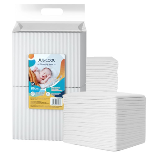 JUS COOL Baby Disposable Changing Pads, 18”x 24”(100 Count) Underpads Portable Diaper Changing Pads, Soft Bed Pads Ultra Absorbent and Waterproof