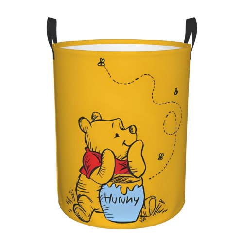 Winnie The Pooh Circular Hamper Laundry Basket Dirty Clothes Basket Storage Basket For Home Bathroom Small