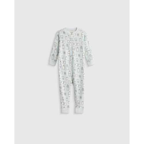 100% Organic Cotton One Piece Pajama - Baby in Milk