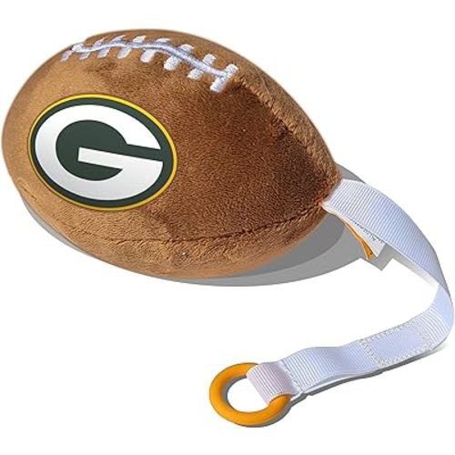 Green Bay Packers Plush Football Pacifier Holder by Smilo - Officially Licensed NFL Soother Holder - Soft Plush Toy and Dummy Holder - Fits Any Pacifier - Stroller Accessory & Newborn Essential