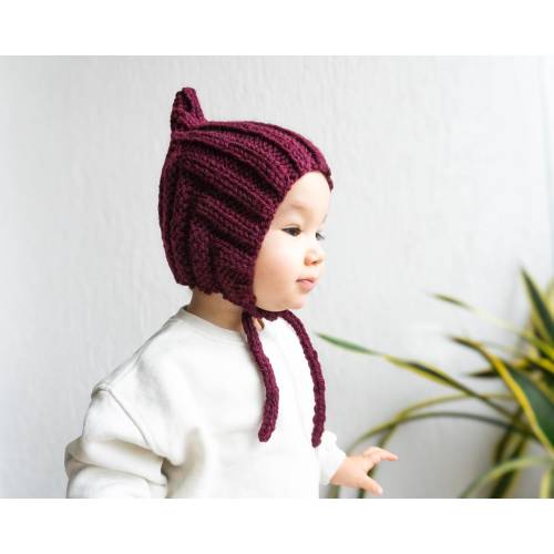 Hand-Knit Wool Elf Pixie Hat: Baby Bonnet & Cowl Set
