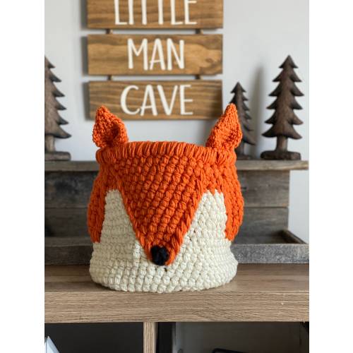 Orange Fox basket_Crochet Fox Nursery decor | ClaraLoo