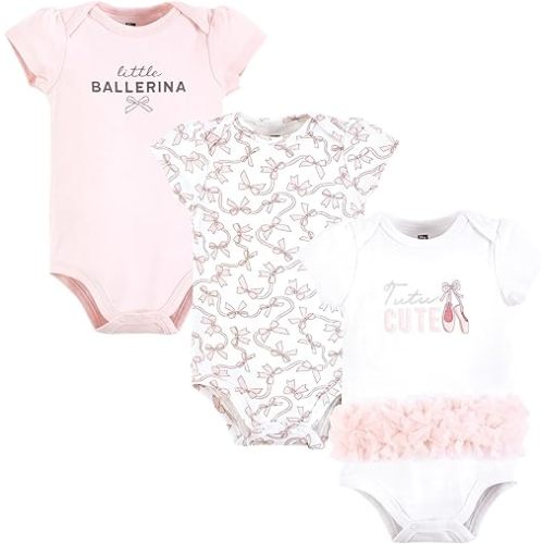 Hudson Baby Infant Girl Cotton Bodysuits, Tutu Cute, 6-9 Months