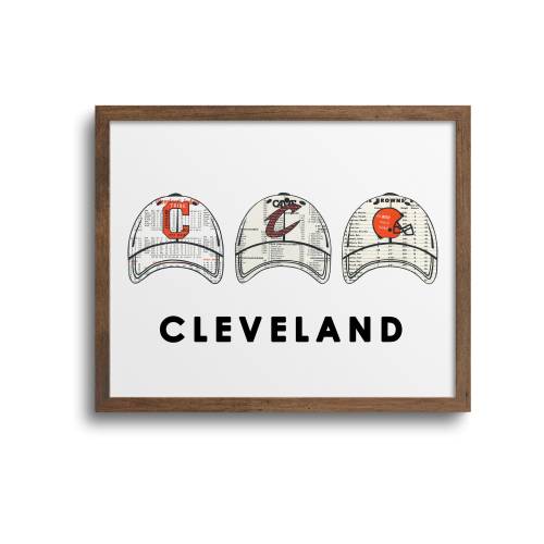 Cleveland Sports Hat Prints | Notecards - Cleveland Browns, Cleveland Indians, Cleveland Cavaliers, Cleveland Teams, Cleveland Guardians