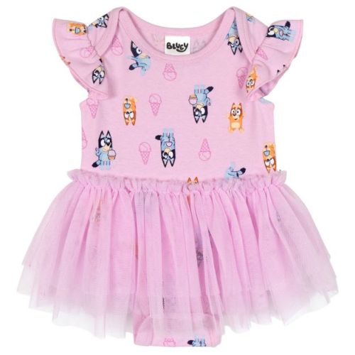 Bluey Infant Baby Girls Ruffle Mesh Bodysuit Dress Pink 24 Months