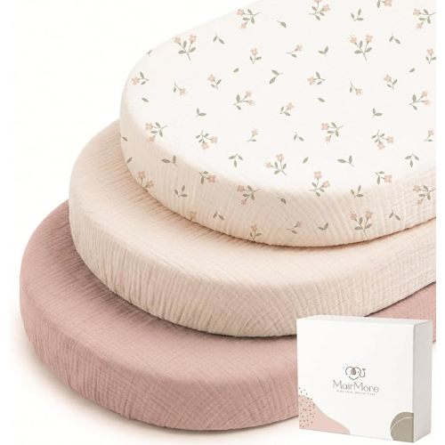 3 Pack Muslin Baby Bassinet Sheets for Boys and Girls