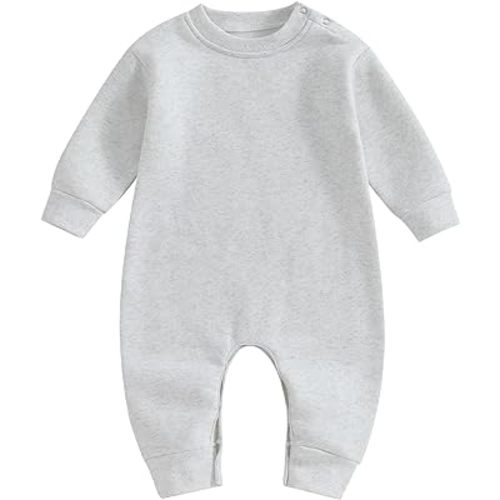 AEEMCEM Newborn Baby Boy Girl Clothes Fleece Romper Jumpsuit Solid Color Long Sleeve One Piece Bodysuit Warm Winter Outfit