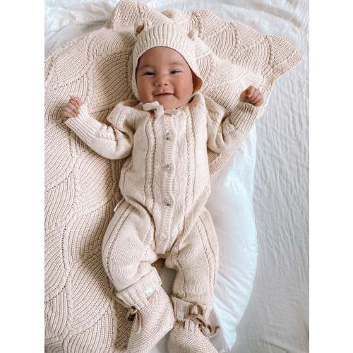 CLASSIC KNIT ROMPER BISCOTTI FLECK