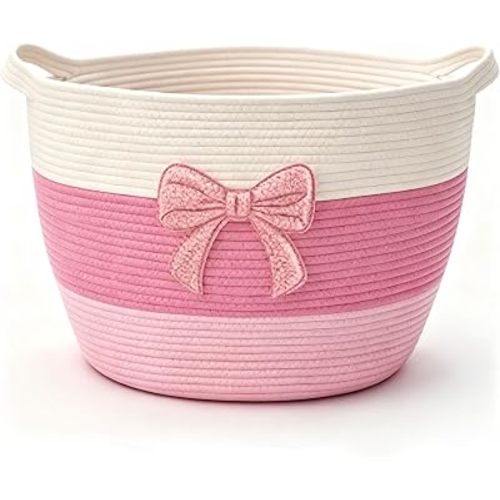 Laundry Basket Hamper for Clothes Blanket Stuffed Animal Storage Kids Pink